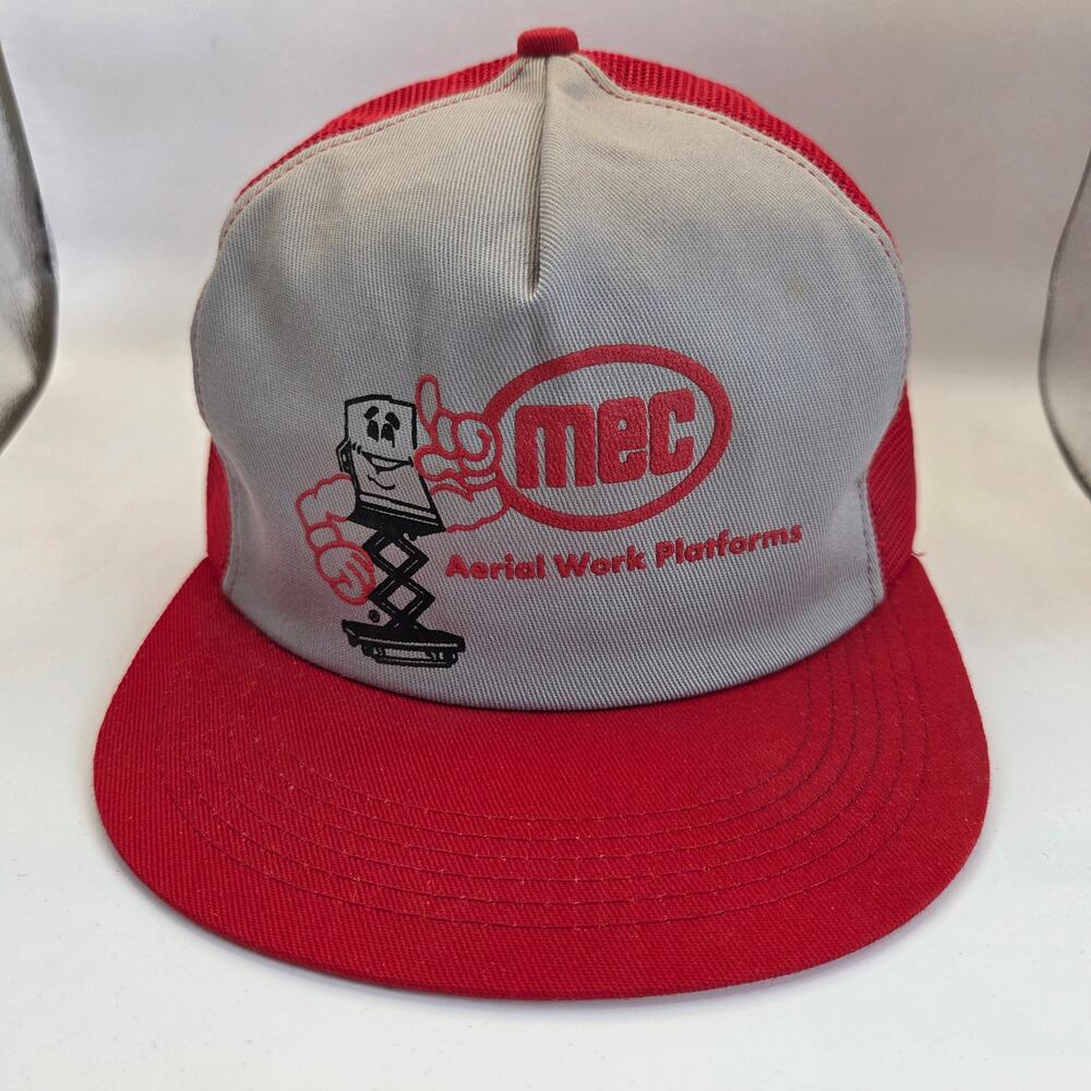 Vintage MEC Aerial Work Platforms K-Products Mesh Trucker Snapback Hat USA